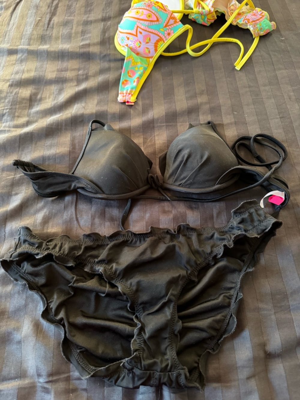 Victoria's Secret Black Ruffle Bikini Set
